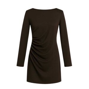 I Saw It First Womens/Ladies Ruched Long-Sleeved Mini Dress / Chocolate